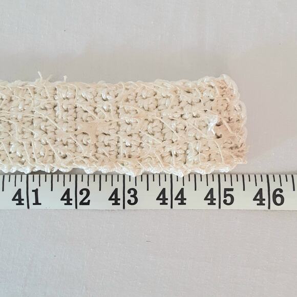 Boho Hancrafted Crochet Cream Belt XL Waist Statement Buckle Beige Net Covering - Picture 8 of 10